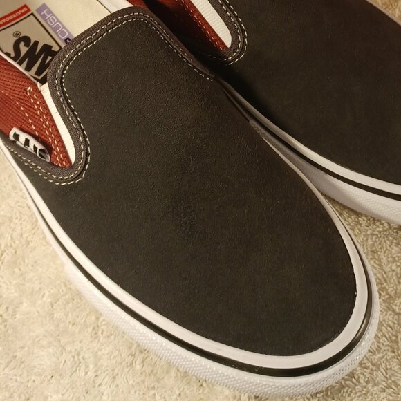 Vans Men's 7/Women's 8.5 Slip On Pro Suede Asphalt Pomegranate Black True White - Picture 11 of 12